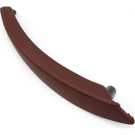 Poignées de porte intérieures pour BMW X5, X6, E70, E71, E72 (2007, 2008, 2009, 2010, 2011, 2012, 2013), poignées de porte côté passager gauche et droit, garniture en cuir (brun rougeâtre à droite). (1/5)