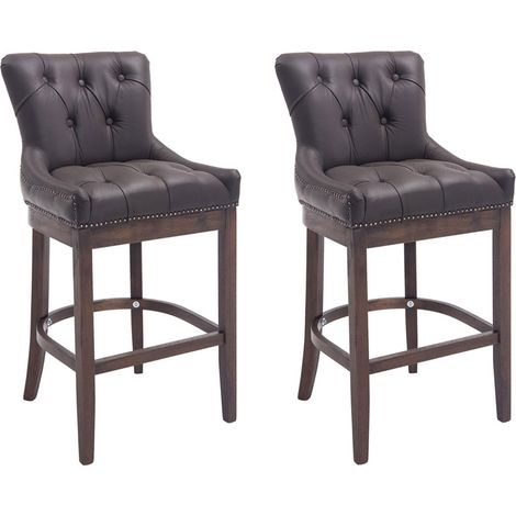 Set 2 sgabelli Lakewood in vera pelle marrone antico