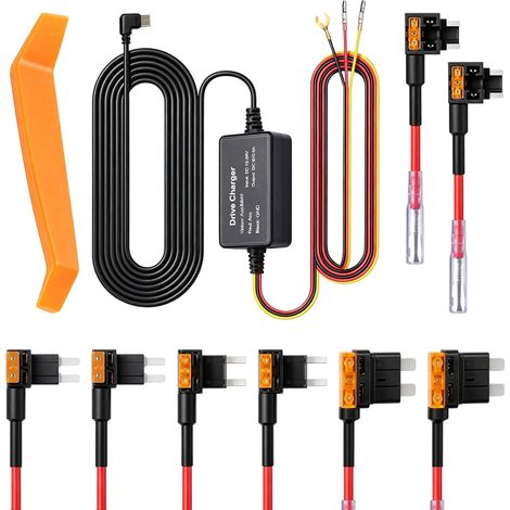 Kit De Câblage Caméra de Tableau Bord, Kit de Cablage USB C pour Dashcam 12V a 5V, avec ACC Porte Fusible Protection Basse Tension Mode Parking 24H (1/5)