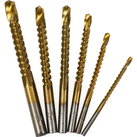 Set di punte e seghe in titanio HSS da 3-8 mm per segatura, lavorazione del legno, legno e metallo (6 pezzi)