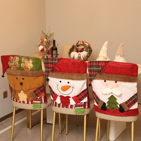 Decorazione natalizia in 3 pezzi: coprisedia con cappuccio, coprisgabello, coprisedia in peluche, decorazione per la casa - 5247 cm (1/4)