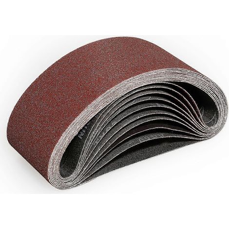 Bandes abrasives 75 x 533 mm - 10 pièces de bande abrasive grain 80 pour ponçage et polissage avec ponceuse à bande (1/5)