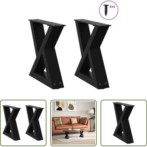 Couchtischbein -  Couchtischbeine 2 Stk. Schwarz 30x(30-31,3) cm Stahl