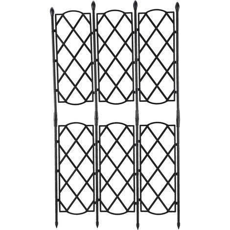 Gartenerweiterungsgitter, Blumenspalier, Wandhalterung für Klimaanlage [3-teilig / 6-teilig / 9-teilig, schwarz kunststoffbeschichtete Metallrohre, 46,5 cm hoch, robuste Konstruktion, abnehmbarer Zaun (1/5)