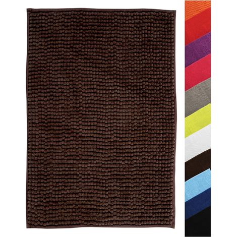 1 Tapis de Bain, Microfibre Chenille, Poils Longs, Antidérapant, Lavable Machine, Boucle Accrochage, Salle de Bain