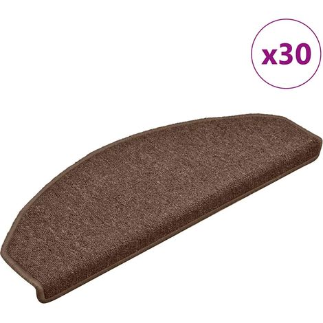 Tapis d'escalier 30 pièces-Moquette d'escalier-Tapis de marches 65 x 24 x 4 cm Marron Demi-rond Grand 830475 (1/5)