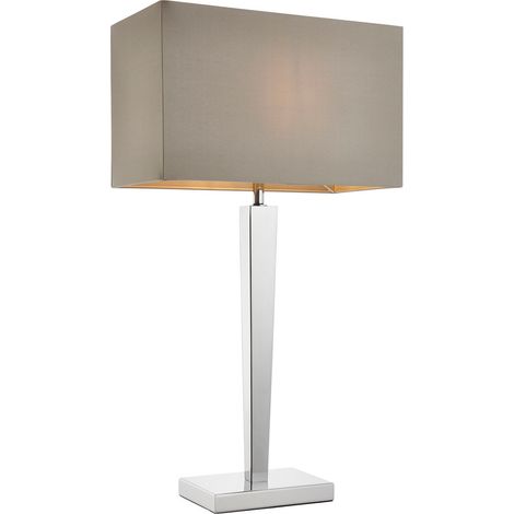 Endon Moreto - Lampada da tavolo a 1 luce cromata con paralume effetto seta grigio, B22 (1/5)