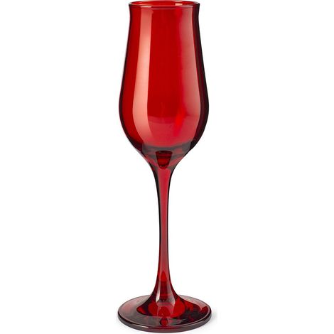 Lot de 6 verres à pied flute, verre, rouge, cl19 (1/2)