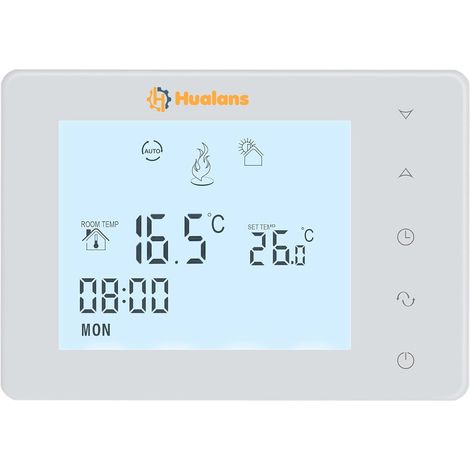 Thermostat à Piles pour chaudière à gaz, Thermostat d'ambiance Mural programmable à 2 Fils, chronothermostat hebdomadaire numérique (Piles exclues) (1/5)