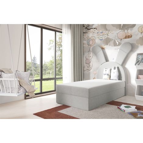 Kinderbett Polsterbett Bett MATILDA 100x200cm in Stoff Magic Velvet Grau (1/5)
