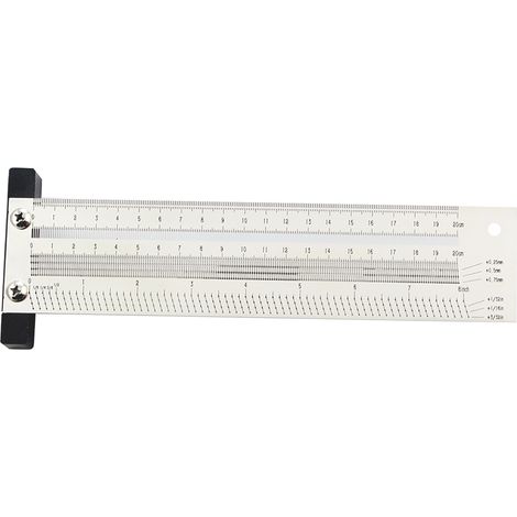Réglet de traçage en T 200mm haute précision, gabarit de marquage en acier inoxydable pour menuiserie, outil de mesure de charpentier avec crayon mécanique (1/4)
