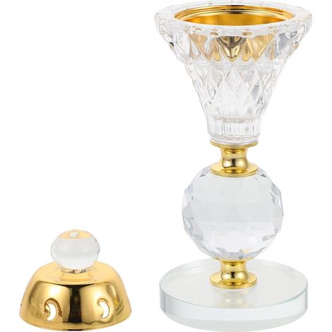 Eleganter, dekorativer Duftbrenner aus Glas und Eisen im orientalischen Stil, vielseitig einsetzbar für eine beruhigende Atmosphäre im Ramadan oder im Büro, edler Dufthalter aus Holzkohle (1/5)