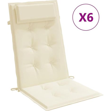 Coussins de chaise à dossier haut lot de 6 crème tissu oxford (1/5)