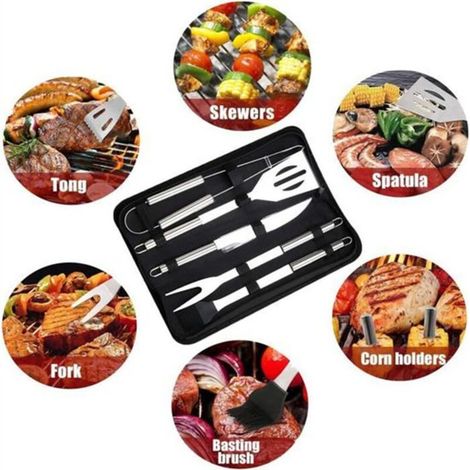6Pcs Ustensile de barbecue .Kit Barbecue Outil de Barbecue en Acier Inoxydable. Accessoire Barbecue. Ustensiles pour Barbecue. Accessoires Barbecue pour Jardin. Extérieur (1/5)