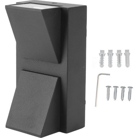 Luminaire mural LED double tête avec lumière dirigée vers le haut et le bas – pour escalier, hall ou extérieur (12W, blanc, aluminium, 800lm, waterproof) (1/4)