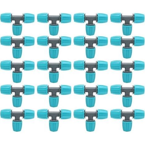 Lot de 20 té tuyau connecteur 16mm en PE – Raccord rapide pour irrigation – Dimensions 9.3x6 cm – Résistant à l'usure et à la corrosion (1/5)
