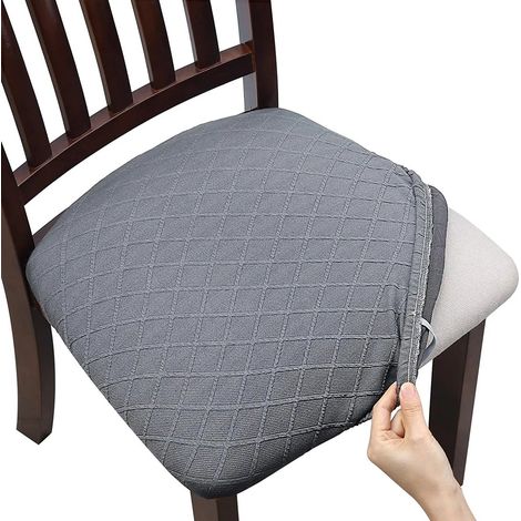 Housse de coussin de chaise 2 pièces pour salle à manger, housse de chaise jacquard élastique amovible et lavable, gris clair (1/5)