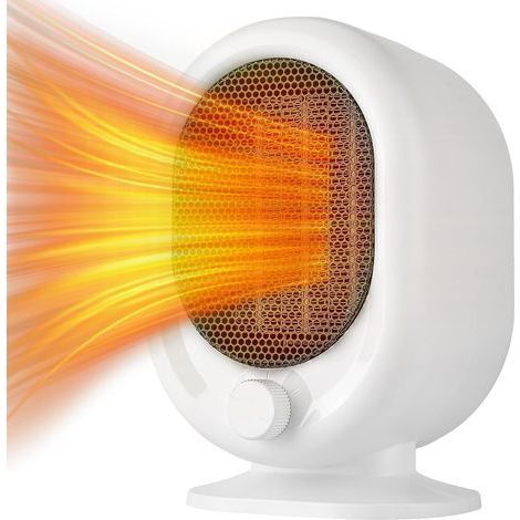 Mini calefactor portátil, calefacción de cerámica PTC, protección contra vuelcos y sobrecalentamiento, calentamiento rápido y ultra silencioso, blanco (1/5)