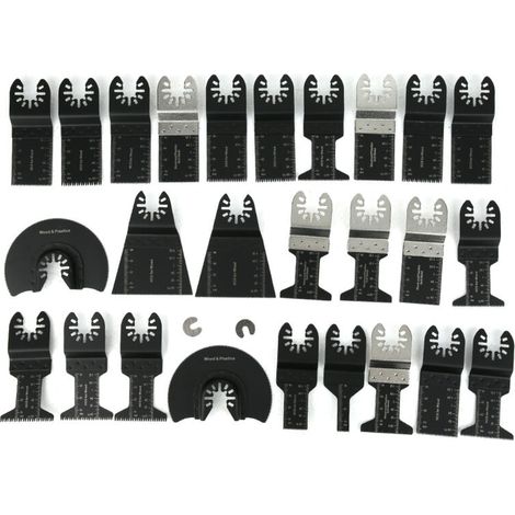 Jeffergarden Ensemble d'accessoires pour scie oscillante 28 pièces, pièces de travail du bois, acier à haute teneur en carbone, multifonctionnel (1/5)