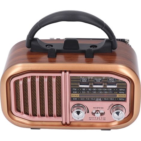 Ortviai Radio Vintage Portable AM/FM/SW avec Batterie Rechargeable et Panneau Solaire BT618S (1/5)