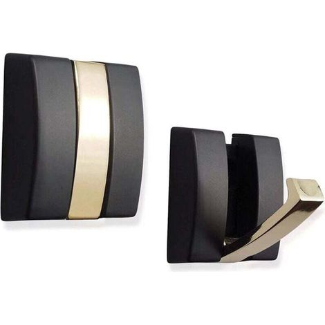 Klappbare Kleiderhaken – robuste Wandhaken aus Aluminium – einziehbare Haken zum Aufhängen von Mänteln, Schals, Hüten, Taschen, Handtüchern, Schlüsseln, Tassen (Schwarz/Gold, 2er-Pack)