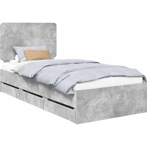 Estructura de cama Gris Concreto 90 x 200 cm Madera Ingenieril vidaXL