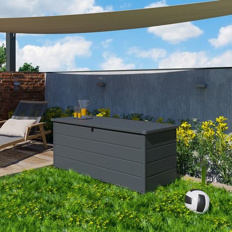 Trigano – Coffre de jardin en résine haute qualité 780 L – Résistant aux intempéries – Traitement anti-UV – Pour stockage extérieur