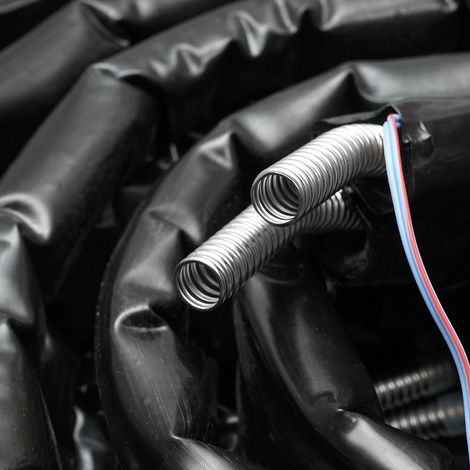 Tubo doppio in acciaio inox DN16-3/4 corrugato, flessibile, isolato, da 20 m con cavo per sonda di temperatura per impianti solari residenziali (1/4)