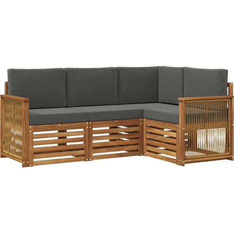 Set Divani da Giardino Divani con cuscino 4 pz Legno di Acacia Massello (1/5)