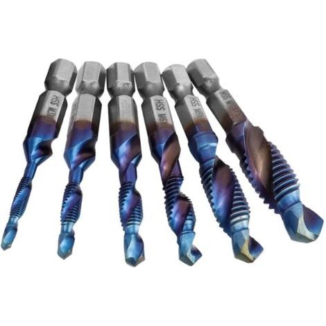 Set de 6 Forets à Taraudage HSS Tarauds à Filetage M3 M10, Acier Rapide, Outil de Forage pour Métal et Plastique (1/5)