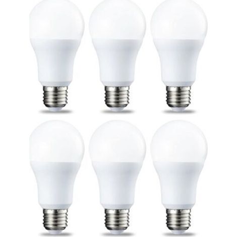 Pr Pack of 6 Edison Screw Base LED Bulbs E27 10 W Cool White Non-dimmable (1/5)
