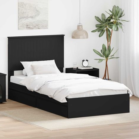 Aufbewahrungsbett Schwarz 100 x 200 cm Holzwerkstoff