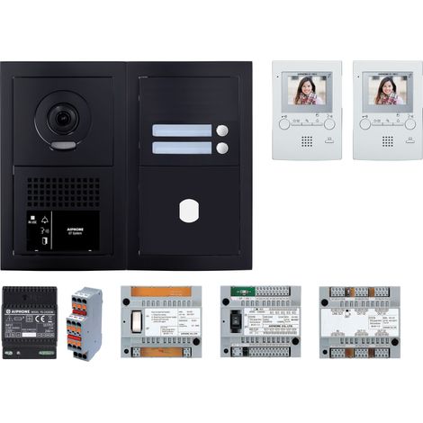 Pack GT vidéo 2 BP programmé avec platine façade noire satin 200454 - AIPHONE GTBV2EB