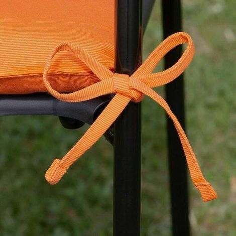 Set de 4 Coussins de Chaise pour Le Jardin, 40x40 cm, Orange (1/4)