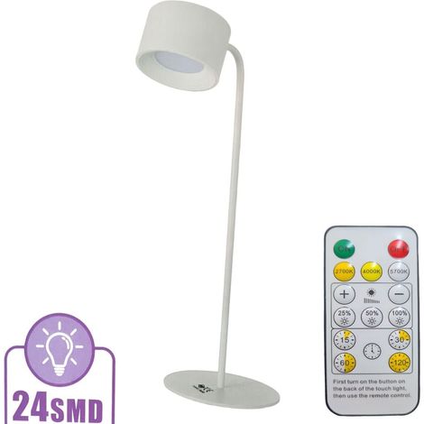 LAMPE DE BUREAU 24 LED SMD RECHARGEABLE PAR USB, TÉLÉCOMMANDE, VARIATEUR D'INTENSITÉ