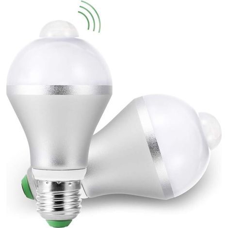 Ampoules LED E27 PIR Détecteur de Mouvement, 15W Capteur Intelligent de Lumière 5700K Auto on/Off Lot de 2 (1/5)