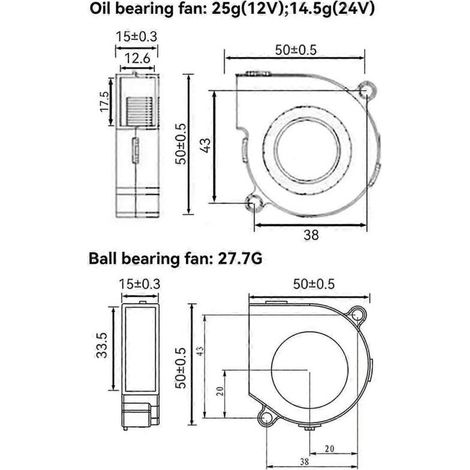 Ventilateur de refroidissement pour imprimante 3D 24 V, turbocompresseur 5015, connecteur à 2 broches (1/5)
