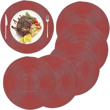 Runde, geflochtene Tischsets aus Baumwolle – 6er-Set, hitzebeständig und rutschfest, für Mahlzeiten und Partys (1/5)