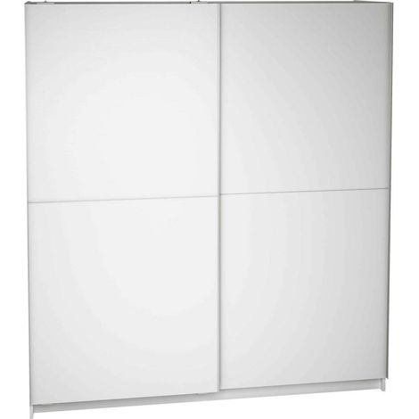 Armario 2 puertas correderas acabado en blanco poro, 200 cm(alto)180 cm(ancho)60 cm(fondo)