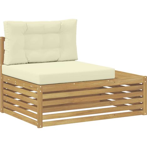 Outdoor Endsofa Weiß 115 x 83 x 73 cm Massivholz Akazie vidaXL