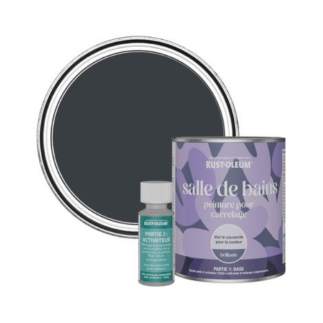 Peinture pour Carrelage de Salle de Bain, Finition Brillante - Anthracite (Ral 7016) 750ml (1/3)