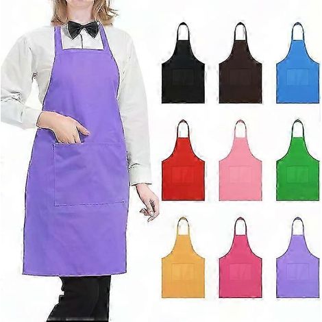Wasserdichte Küchenschürze zum Kochen und Backen, 2 praktische Taschen, Unisex-Kochschürze für Damen und Herren, ideal für Zuhause und Grillabende, lila (1/5)