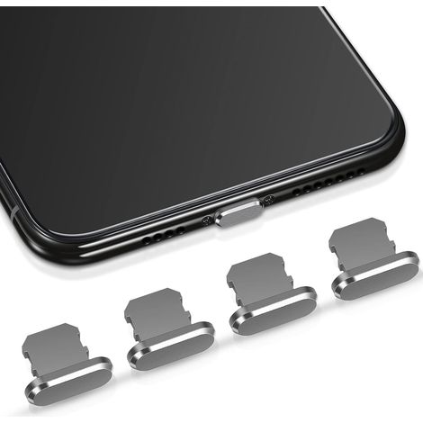 4 Pièces Bouchon Anti-Poussière pour iPhone 14 13 12 11 Pro Max Mini SE XS XR X 8 7 6 Plus, iPad 9 8 7 6 Air Mini, Cache Port de Charge Protection Contre la Poussière(Gris) (1/5)