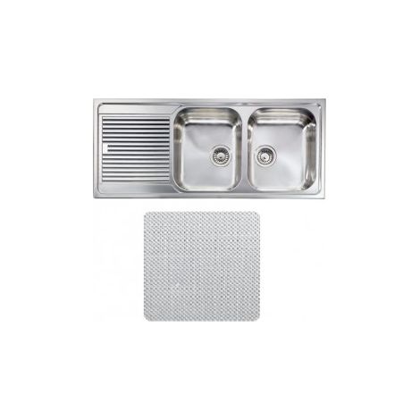 CM 010257.D1.01.2018 Zenith Plus Lavello da incasso 2 vasche con gocciolatoio a sinistra Acciaio Inox Microdecoro (116x50x21 cm) colore Inox Microdecoro (1/5)