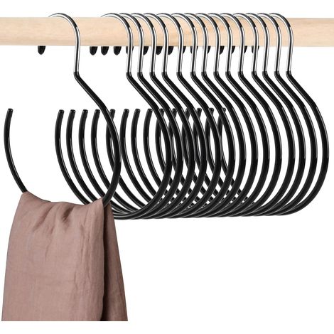 Porte-écharpes - Porte-ceintures - Métal Chromé avec Revêtement Plastique Antidérapant - 15 Pièces - Noir (1/5)