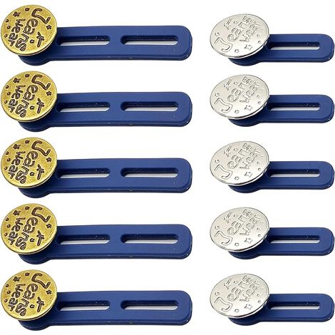 Lot de 10 boutons d'extension de taille - Pour jeans - Rétractables - Pour extension de taille - Confortable - Pour jeans, pantalons de costume (1/5)