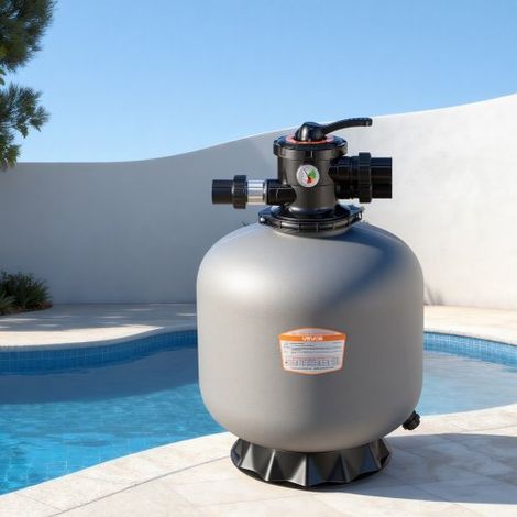 Filtro de Arena de 508 mm y 189,3 LPM, para Piscinas Elevadas Enterradas, PE, con Válvula Multipuerto de 7 Vías, Retrolavado, Enjuague, Recirculación, Desagüe, Invierno y Modos Cerrados (1/5)