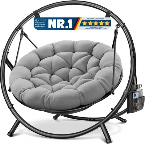 KESSER® Fauteuil suspendu BALI avec structure, jusqu'à 150 kg - gris