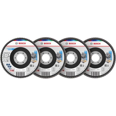 Bosch X451 Flap Disc Set 115 x 22.23mm G40 60 80 120 T27 60pcs 2608626163