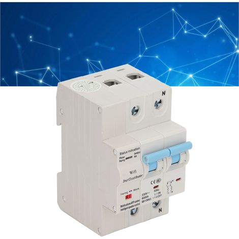 Disjoncteur intelligent WiFi 230 V AC 2P sur rail DIN, disjoncteur à réarmement intelligent, interrupteur différentiel 40 A (1/5)